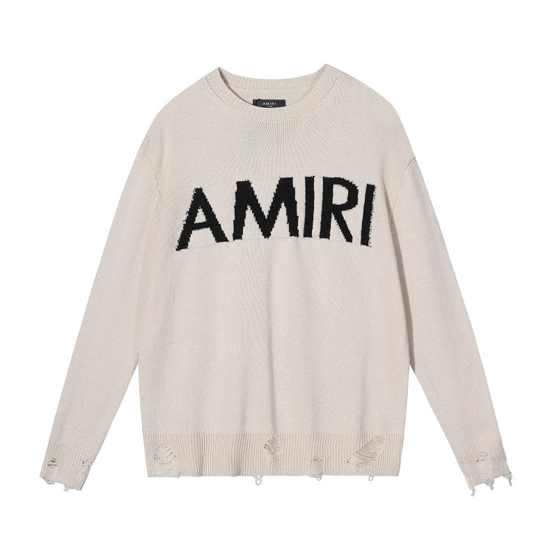 CASA-AMIRI 2024 NEW distressed sweater