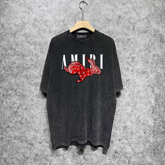 CASA-AMIRI 2024 New High Quality Cotton Flower Logo T-Shirt D076